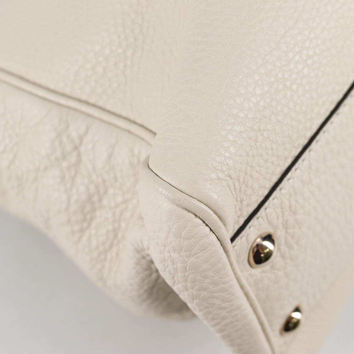 GUCCI Bamboo Hand Bag Leather 2way White Gold 336032 Auth 135213V