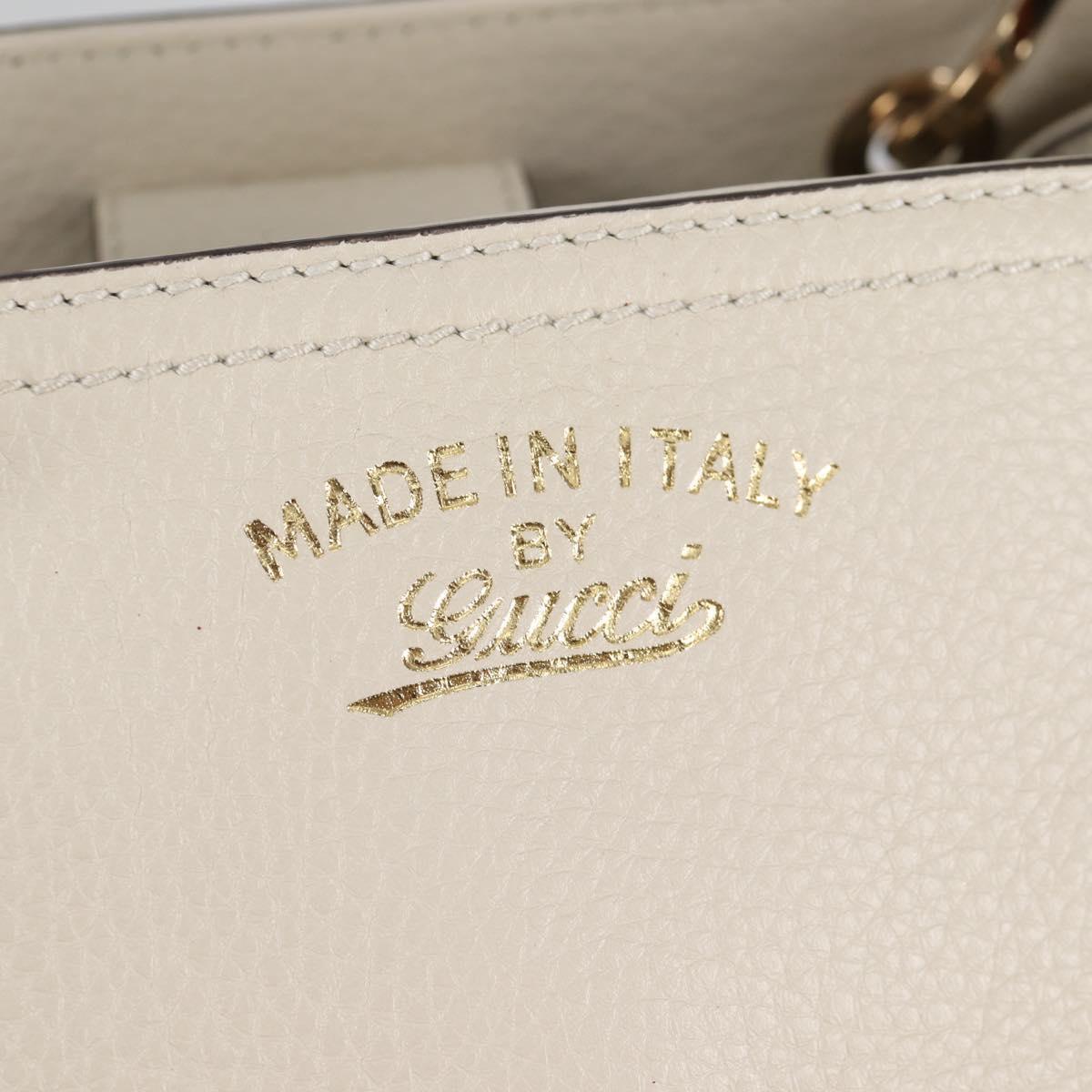GUCCI Bamboo Hand Bag Leather 2way White Gold 336032 Auth 135213V