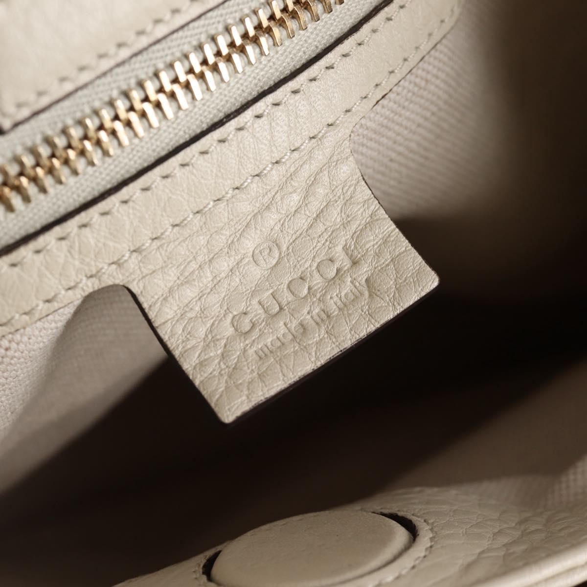 GUCCI Bamboo Hand Bag Leather 2way White Gold 336032 Auth 135213V