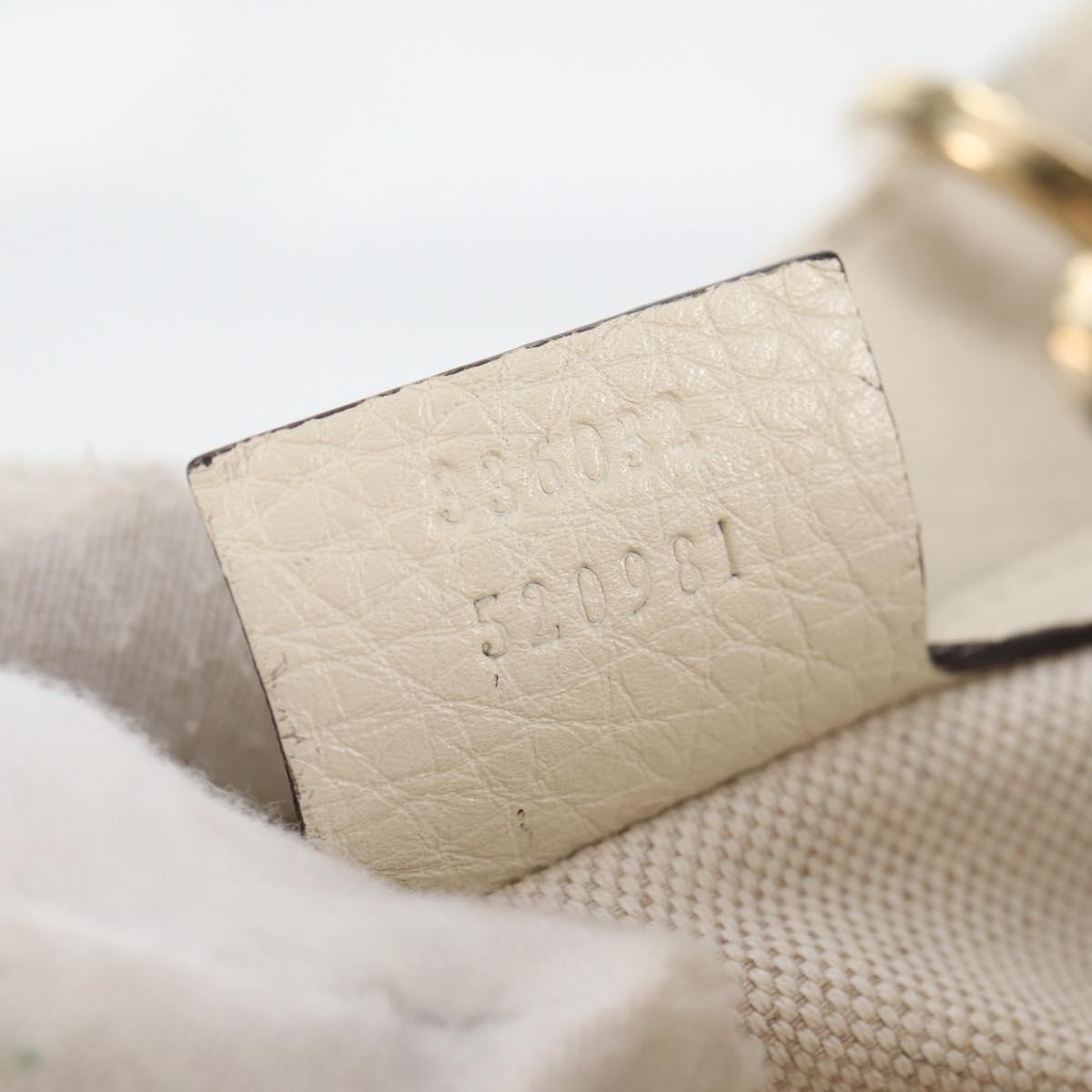 GUCCI Bamboo Hand Bag Leather 2way White Gold 336032 Auth 135213V