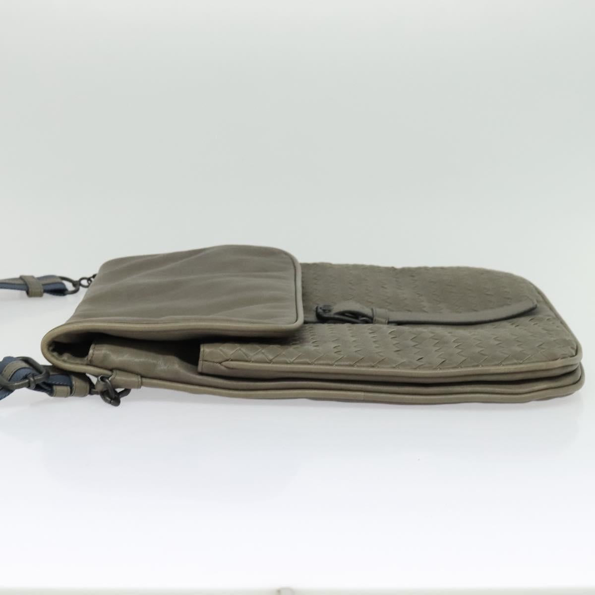 BOTTEGA VENETA INTRECCIATO Shoulder Bag Leather outlet Gray Auth 135216