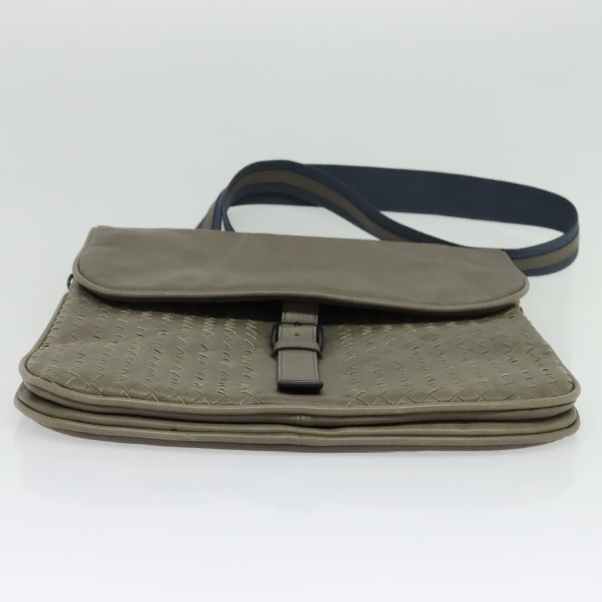 BOTTEGA VENETA INTRECCIATO Shoulder Bag Leather outlet Gray Auth 135216