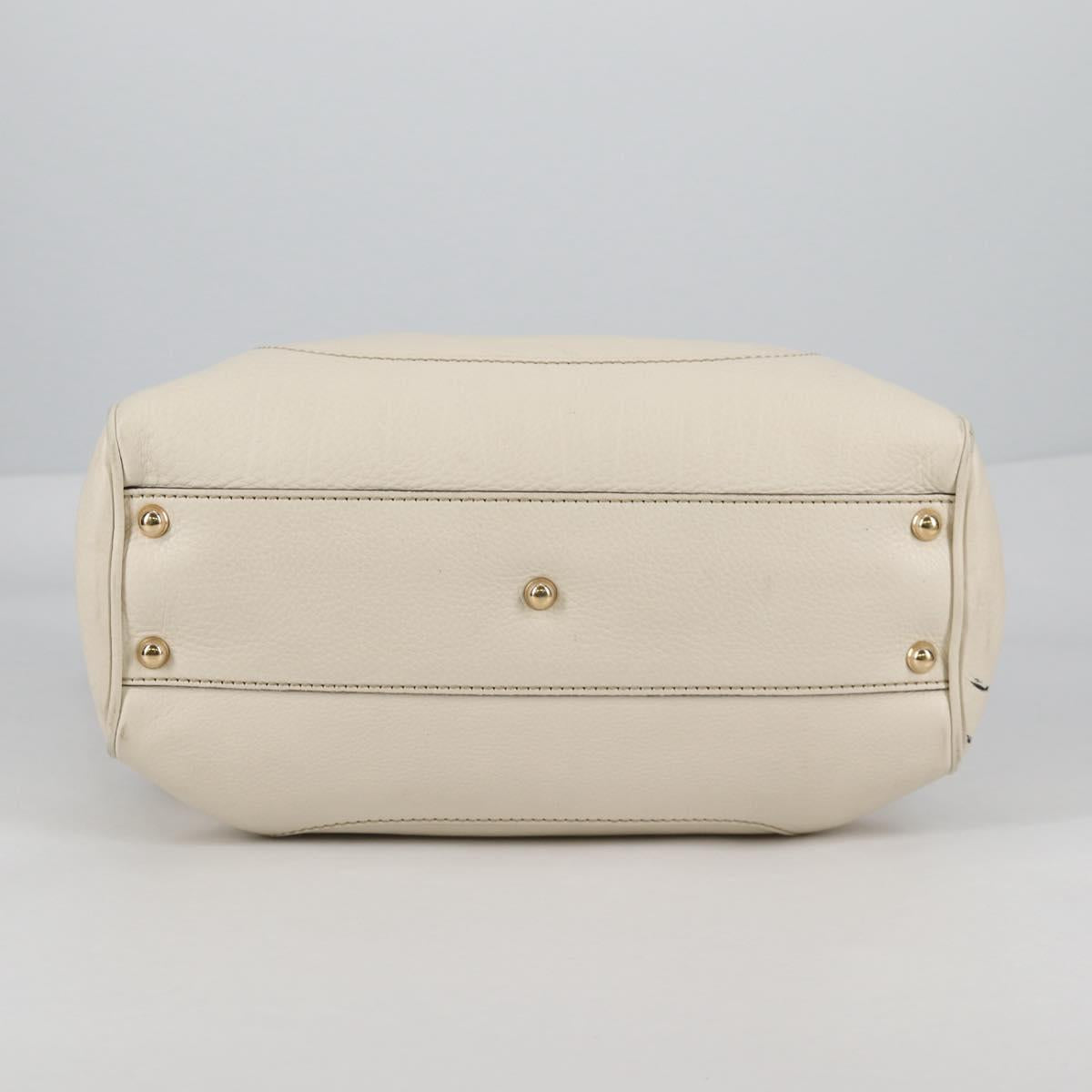GUCCI Bamboo Hand Bag Leather 2way White Gold 308360 Auth 135217V