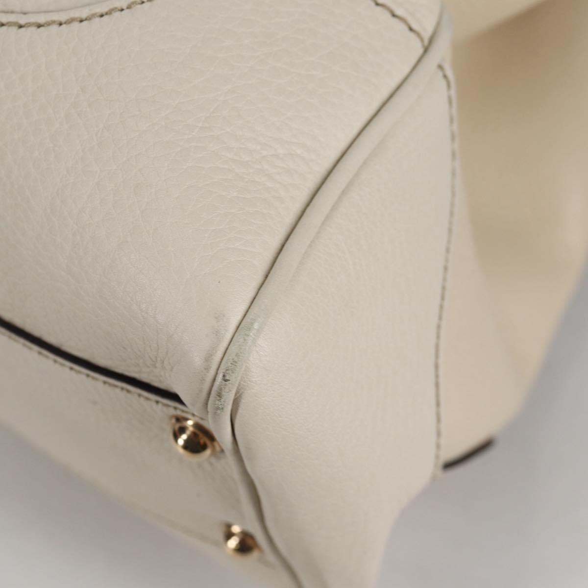 GUCCI Bamboo Hand Bag Leather 2way White Gold 308360 Auth 135217V