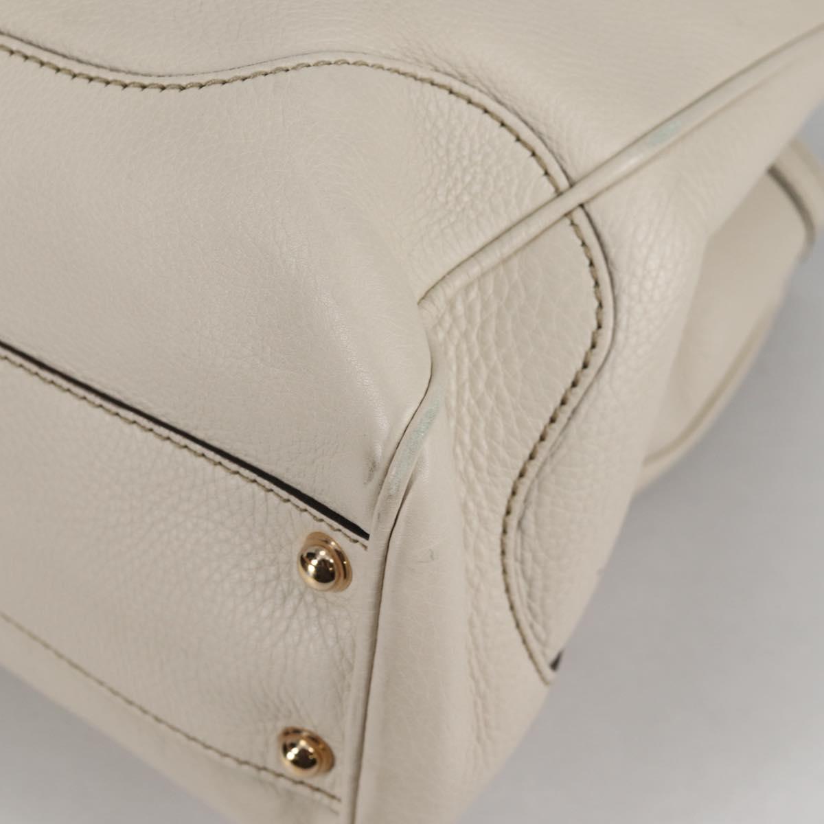 GUCCI Bamboo Hand Bag Leather 2way White Gold 308360 Auth 135217V