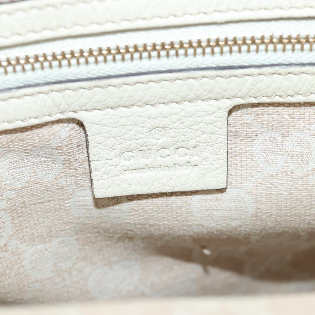GUCCI Bamboo Hand Bag Leather 2way White Gold 308360 Auth 135217V