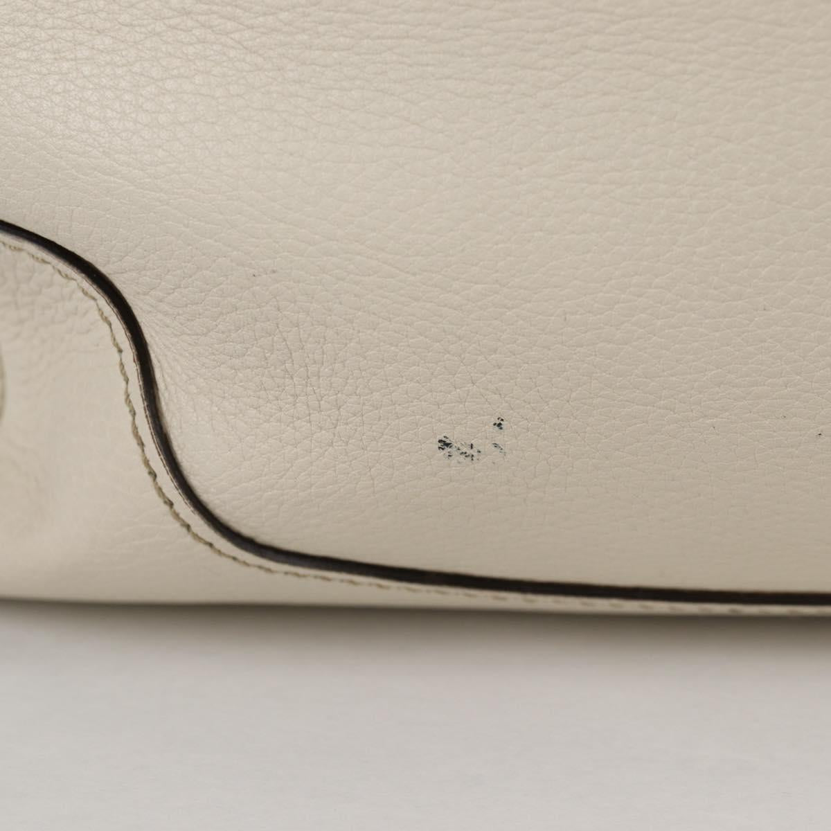 GUCCI Bamboo Hand Bag Leather 2way White Gold 308360 Auth 135217V