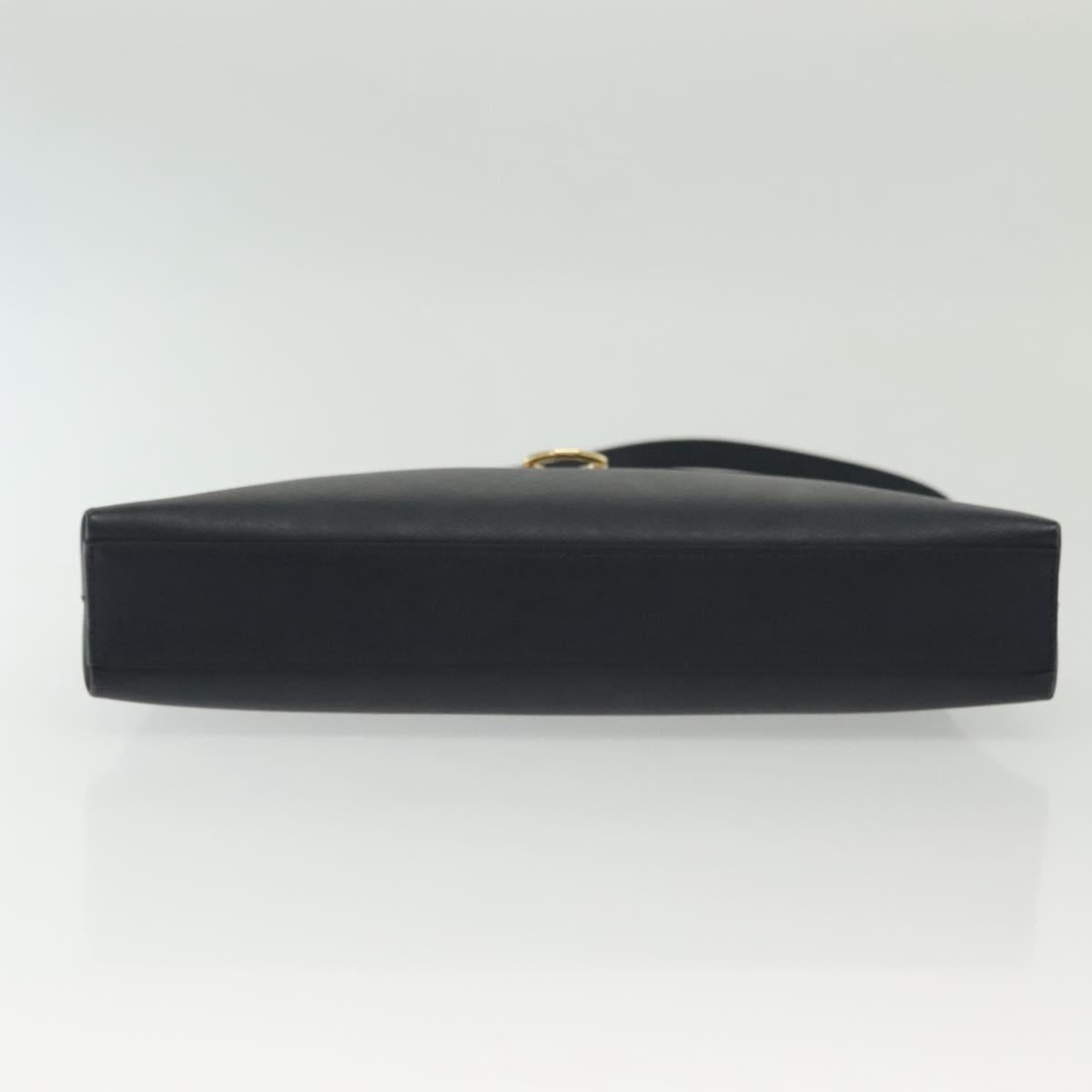 Salvatore Ferragamo Gancini Hand Bag Leather Navy Gold Auth 135232