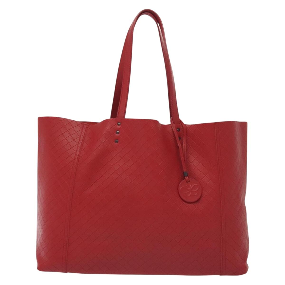 BOTTEGA VENETA INTRECCIATO Tote Bag Leather Red Auth 135234