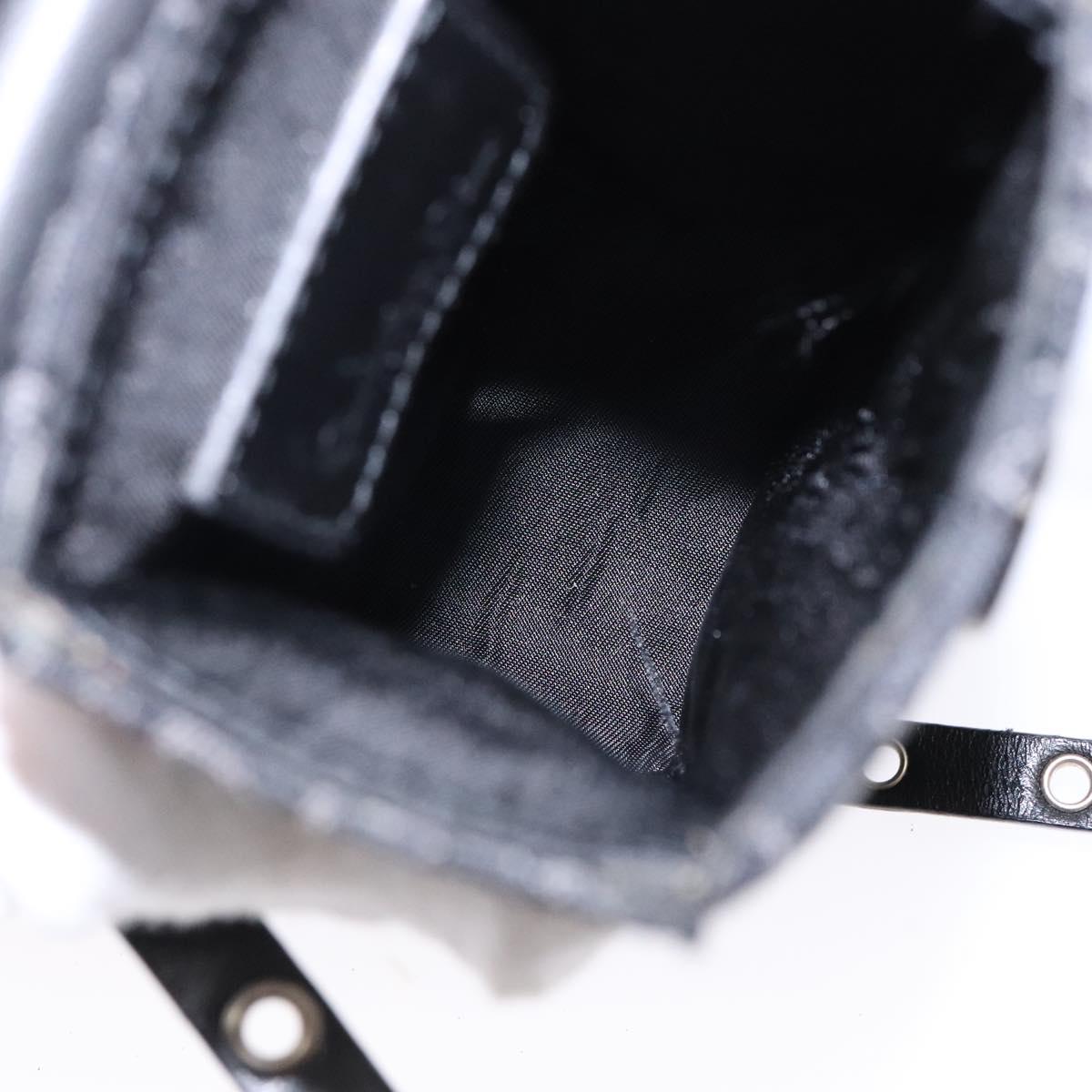 Christian Dior Trotter Canvas Shoulder Bag Black Silver Auth 135238