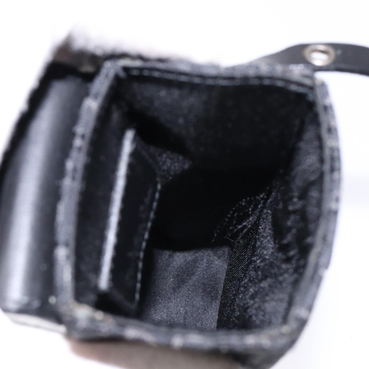 Christian Dior Trotter Canvas Shoulder Bag Black Silver Auth 135238