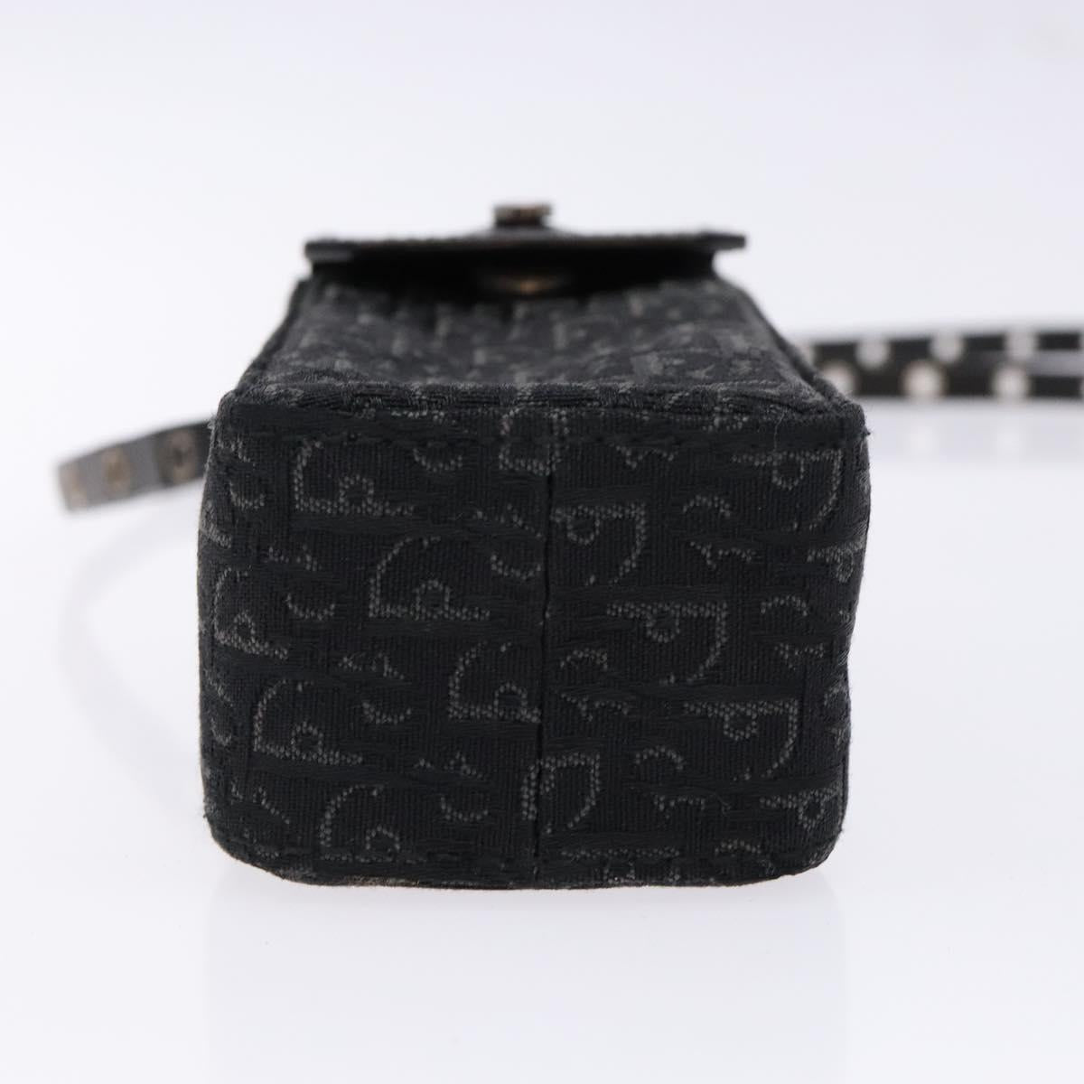 Christian Dior Trotter Canvas Shoulder Bag Black Silver Auth 135238