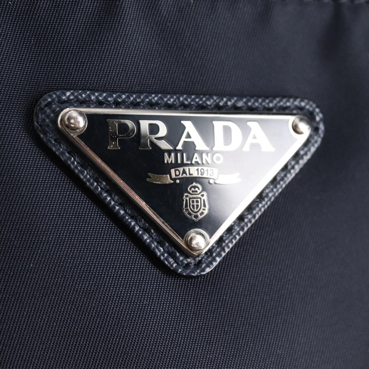 PRADA Hand Bag Nylon 2way Navy Gold Auth 135239