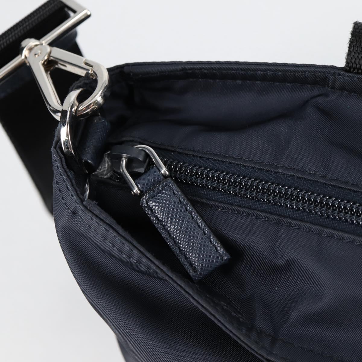 PRADA Hand Bag Nylon 2way Navy Gold Auth 135239