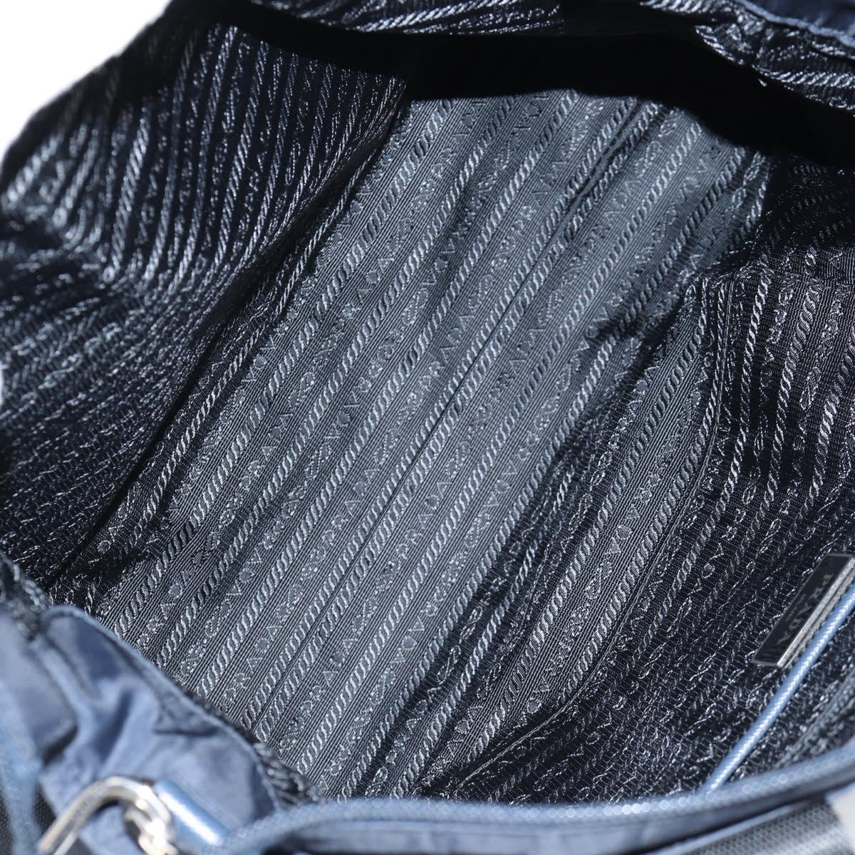 PRADA Hand Bag Nylon 2way Navy Gold Auth 135239