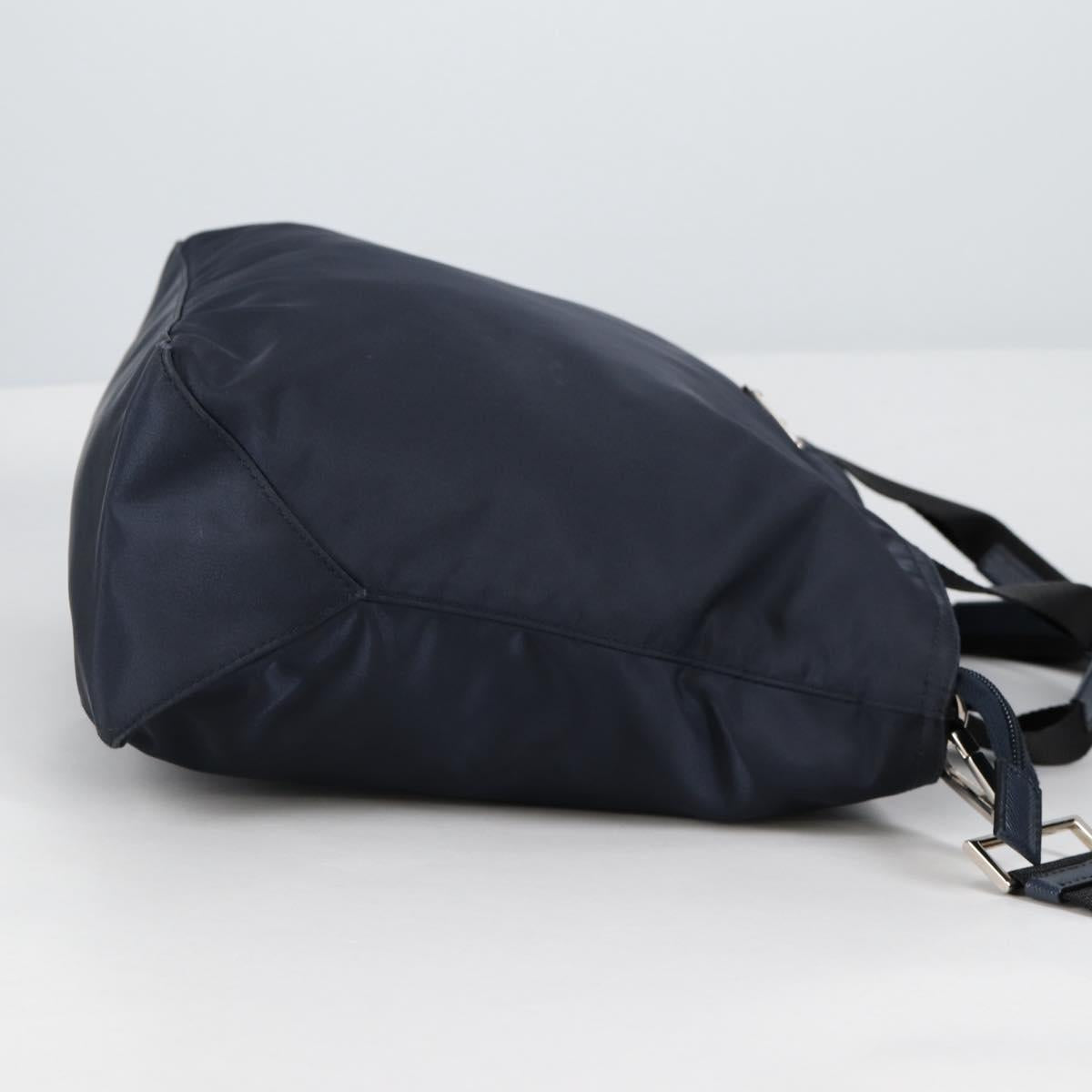 PRADA Hand Bag Nylon 2way Navy Gold Auth 135239