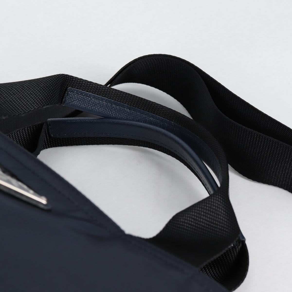 PRADA Hand Bag Nylon 2way Navy Gold Auth 135239