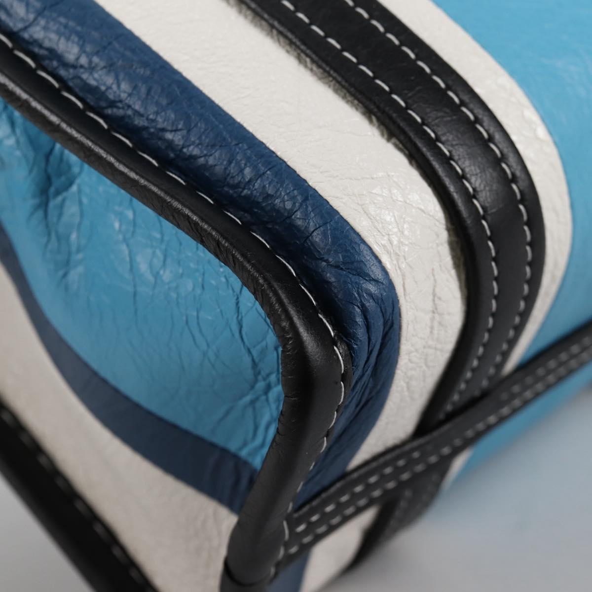 BALENCIAGA Hand Bag Leather 2way Blue Gray Auth 135253M