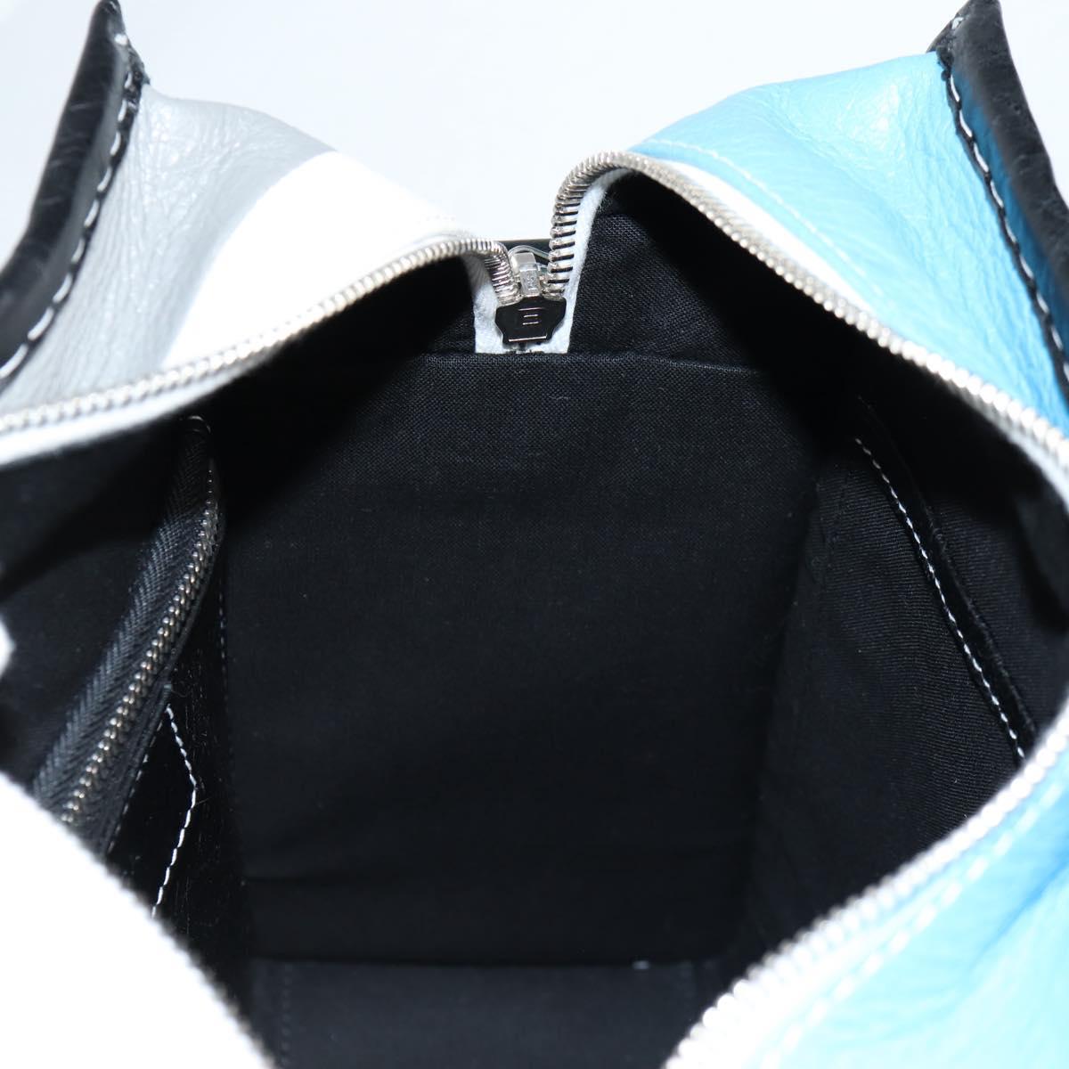 BALENCIAGA Hand Bag Leather 2way Blue Gray Auth 135253M