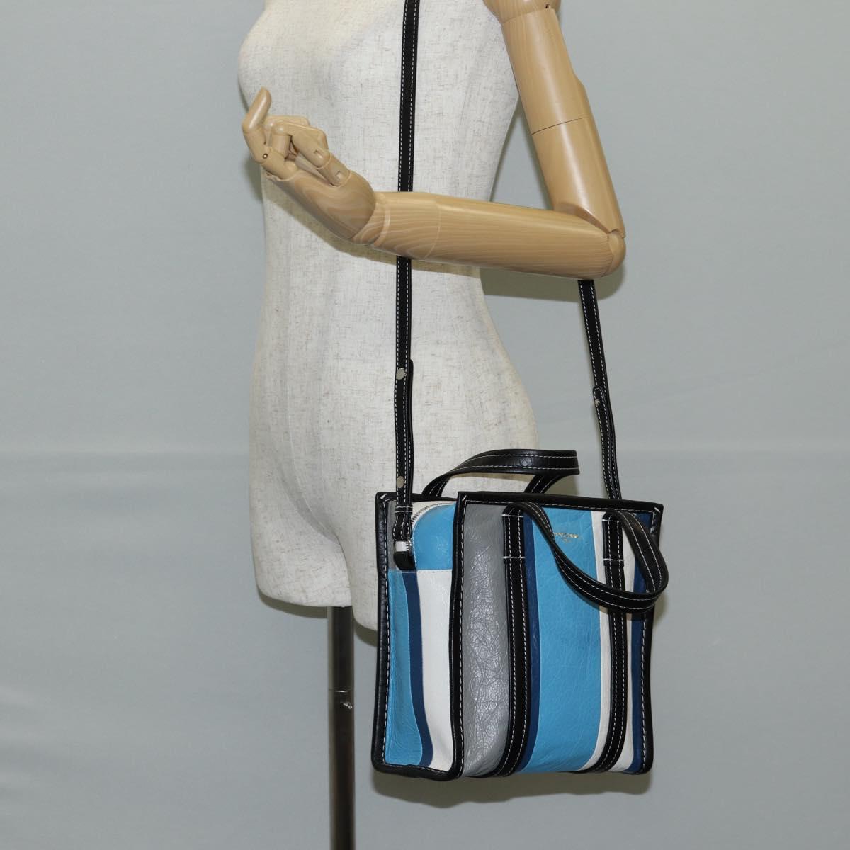 BALENCIAGA Hand Bag Leather 2way Blue Gray Auth 135253M