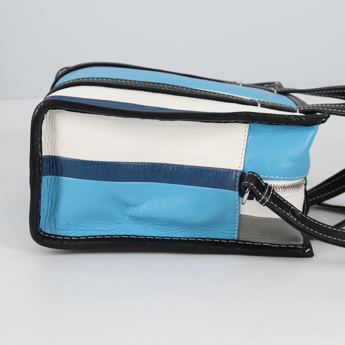 BALENCIAGA Hand Bag Leather 2way Blue Gray Auth 135253M