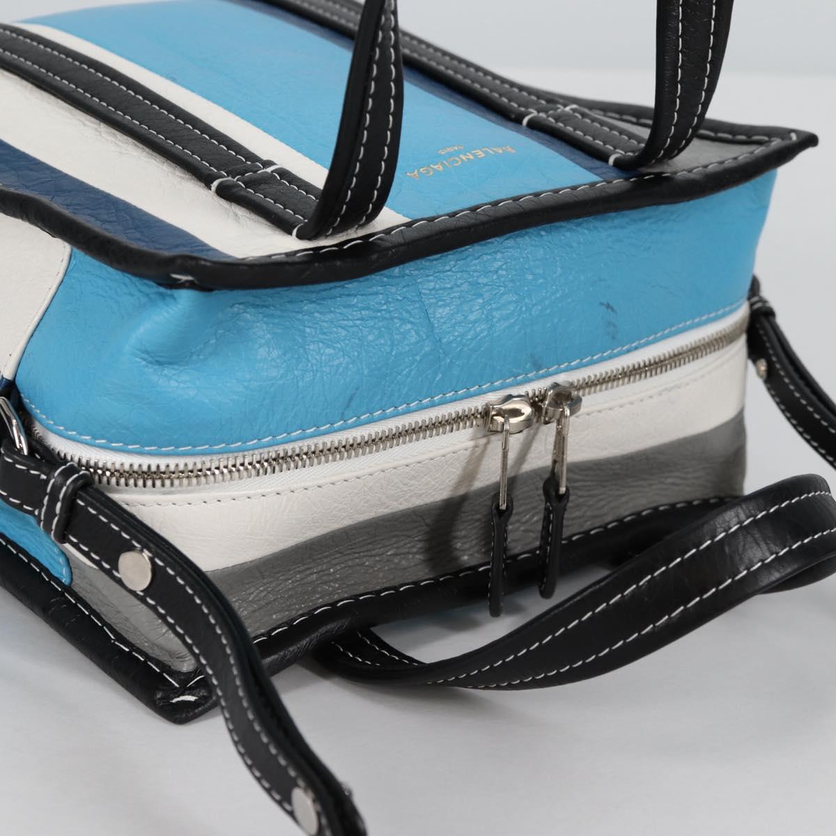 BALENCIAGA Hand Bag Leather 2way Blue Gray Auth 135253M