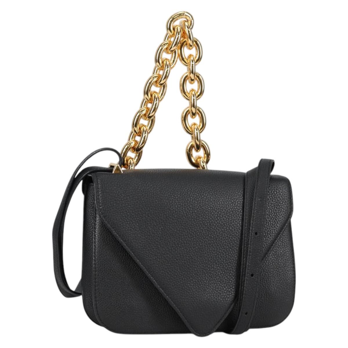 BOTTEGA VENETA Shoulder Bag Leather 2way Black Gold Auth 135255M