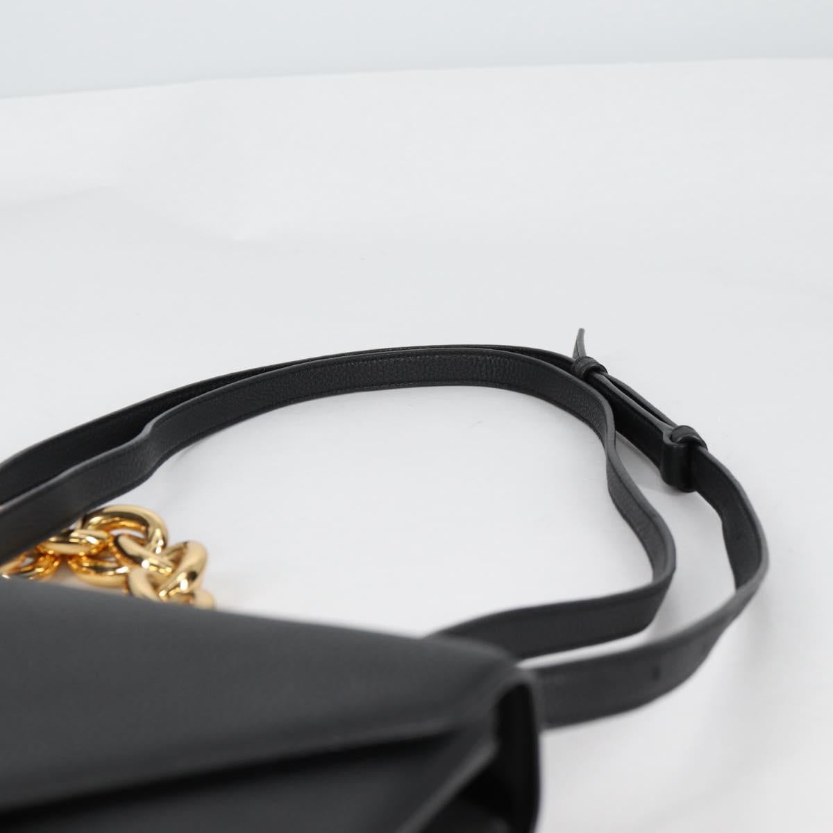 BOTTEGA VENETA Shoulder Bag Leather 2way Black Gold Auth 135255M