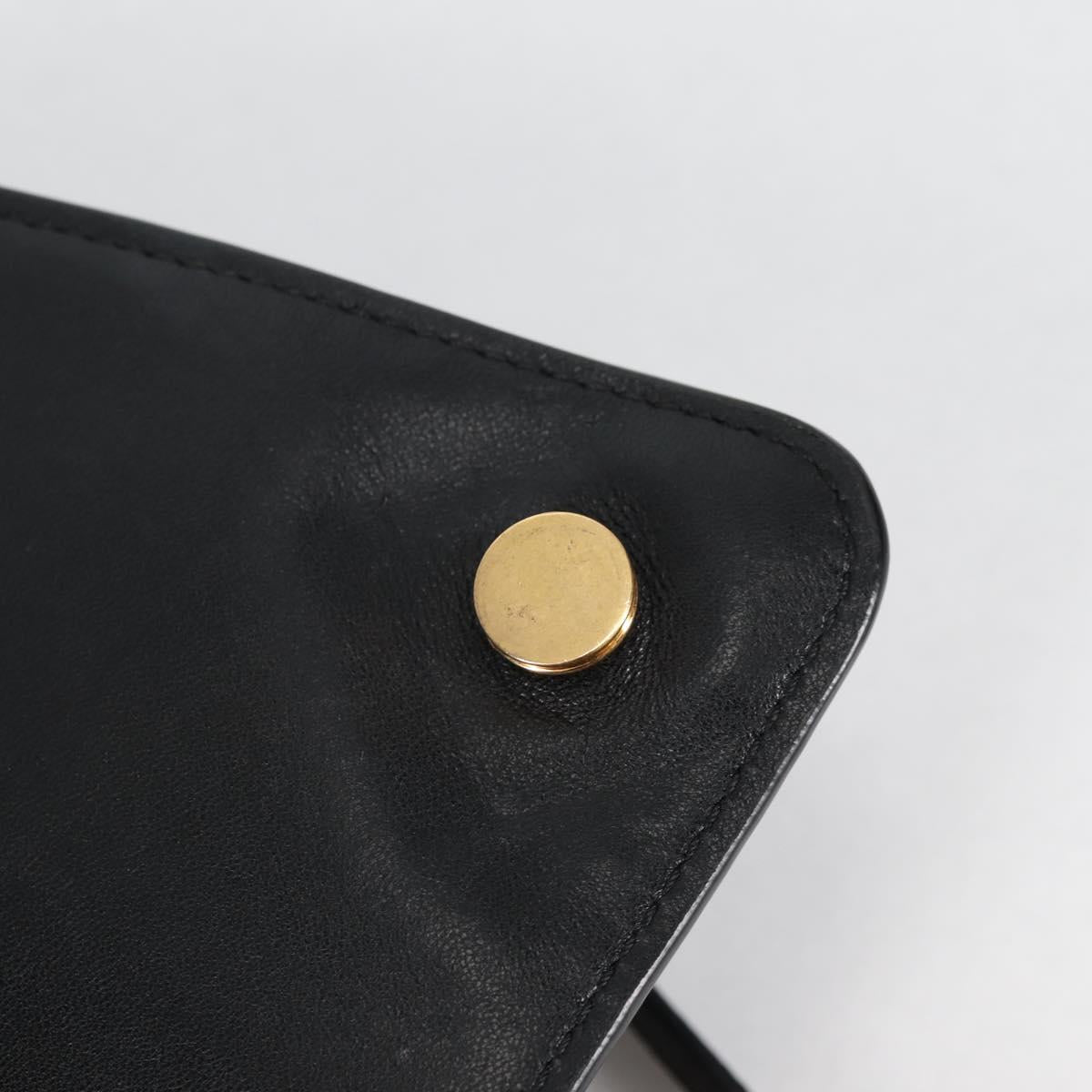 BOTTEGA VENETA Shoulder Bag Leather 2way Black Gold Auth 135255M