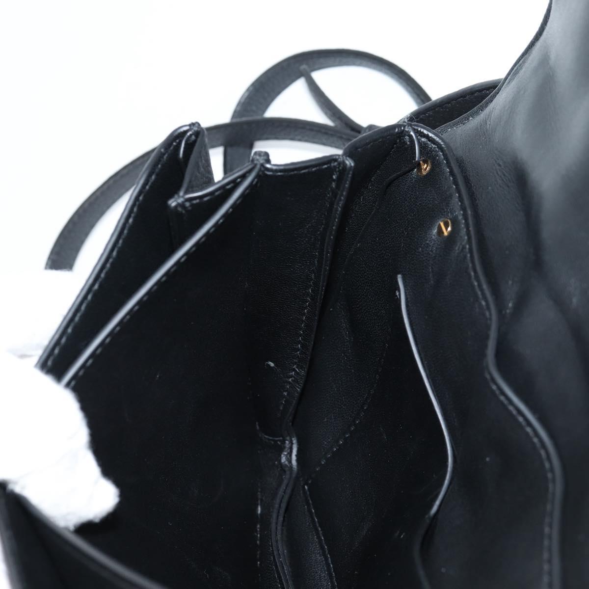 BOTTEGA VENETA Shoulder Bag Leather 2way Black Gold Auth 135255M