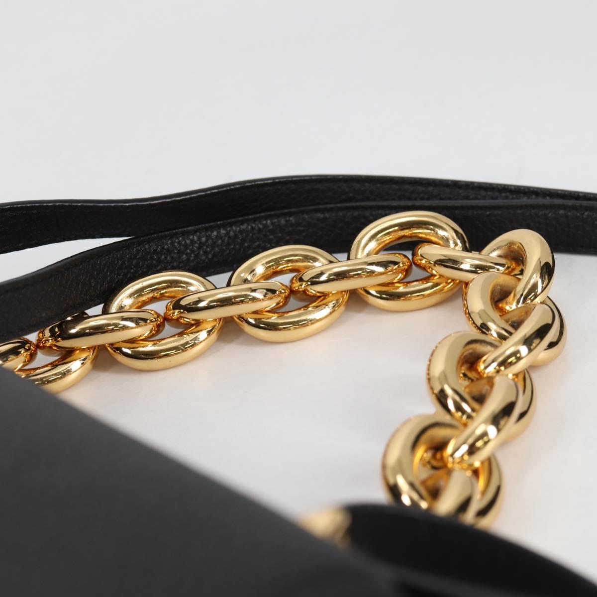 BOTTEGA VENETA Shoulder Bag Leather 2way Black Gold Auth 135255M