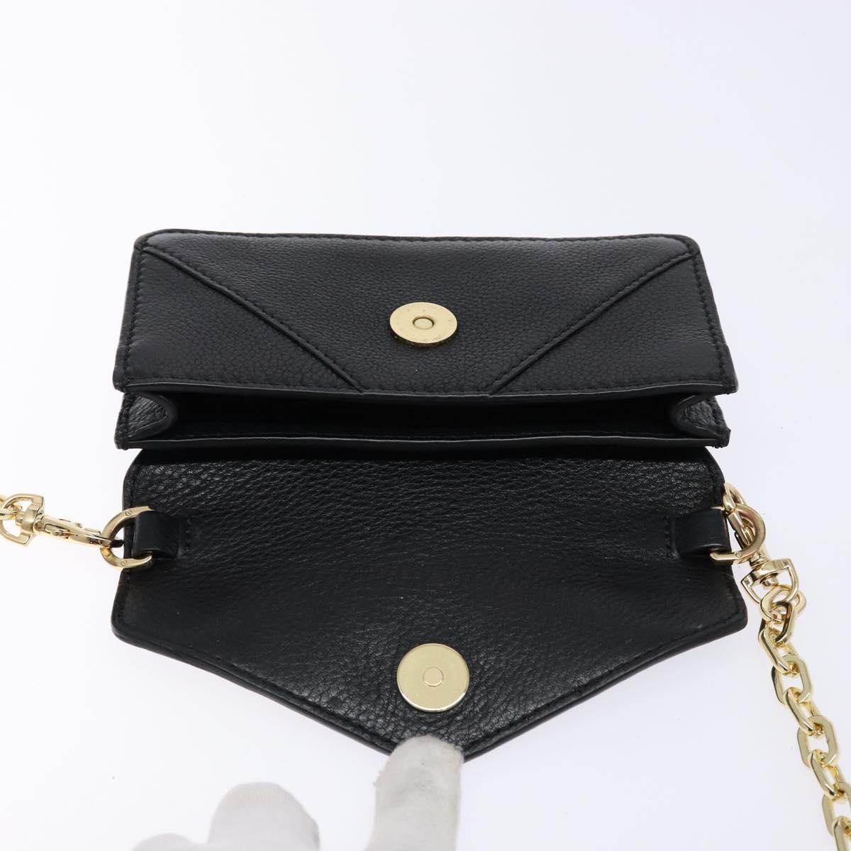 TORY BURCH Chain Shoulder Bag Leather Black Gold Auth 135263
