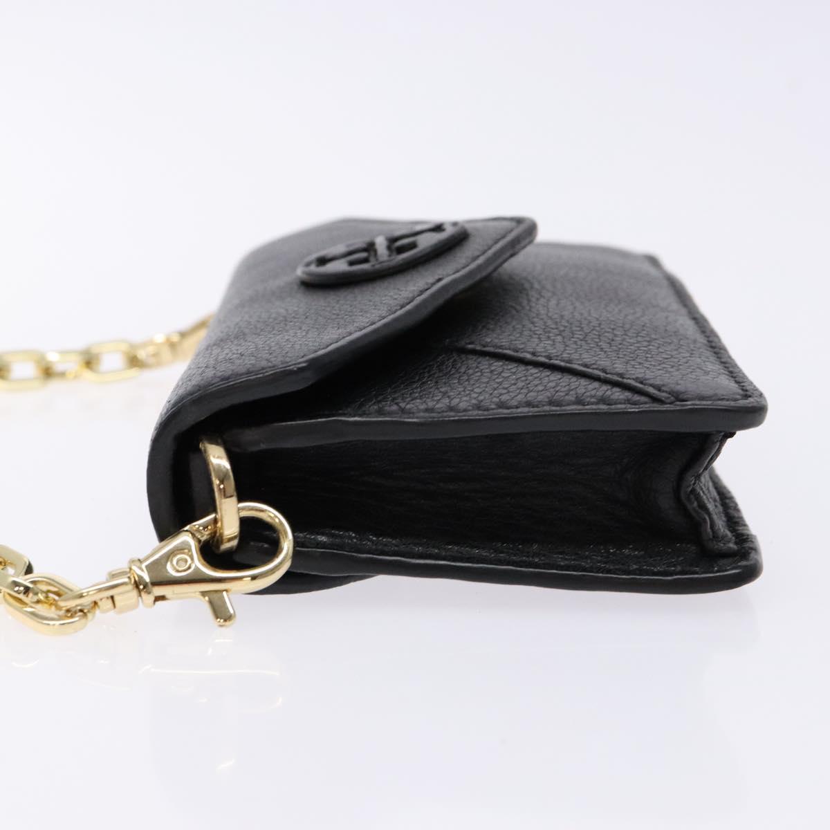 TORY BURCH Chain Shoulder Bag Leather Black Gold Auth 135263