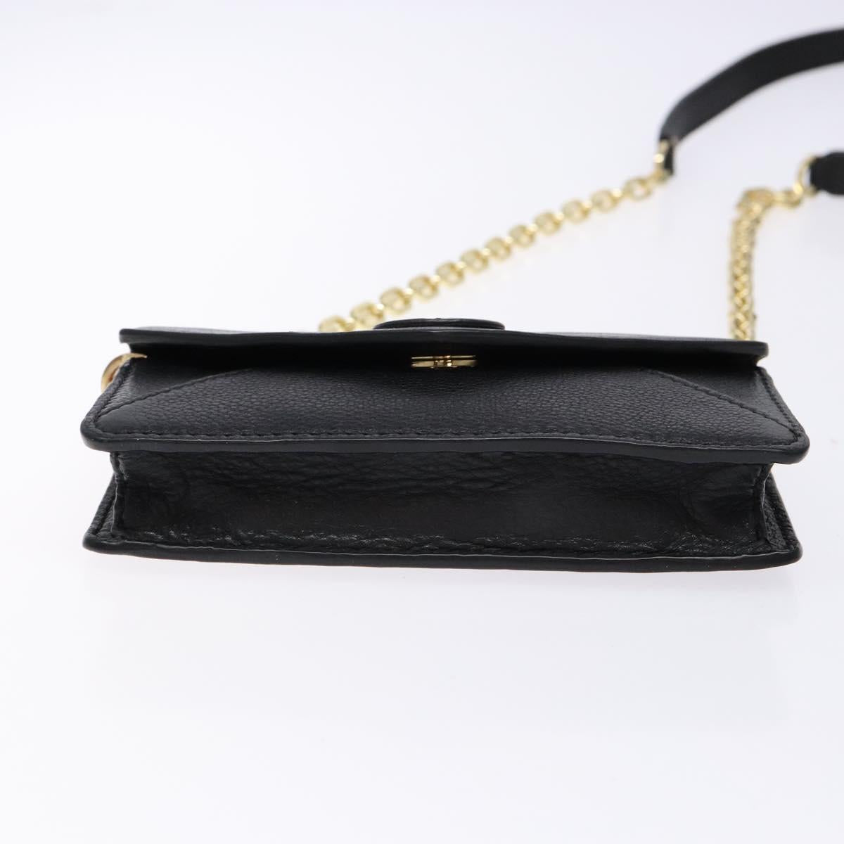 TORY BURCH Chain Shoulder Bag Leather Black Gold Auth 135263