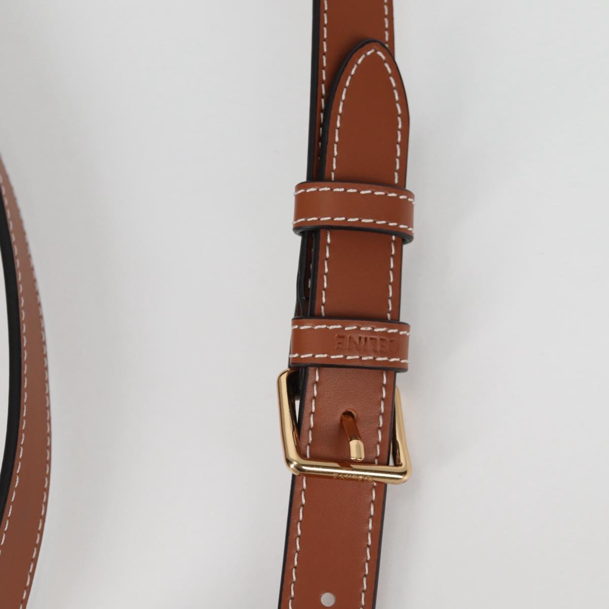 CELINE Triomphe Small Bucket Shoulder Bag PVC Leather Black Gold Auth 135273SM