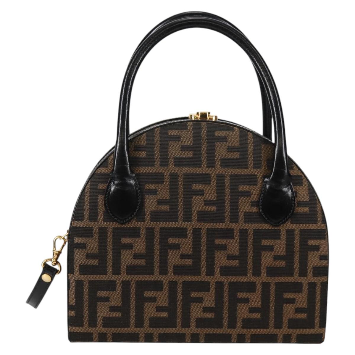 FENDI Zucca Canvas Hand Bag 2way Black Brown Auth 135274V
