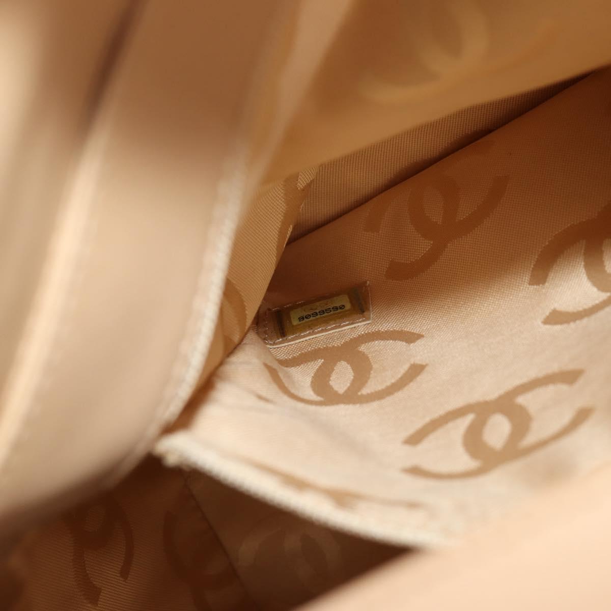 CHANEL Hand Bag Lamb Skin Beige Gold CC Auth 135275V
