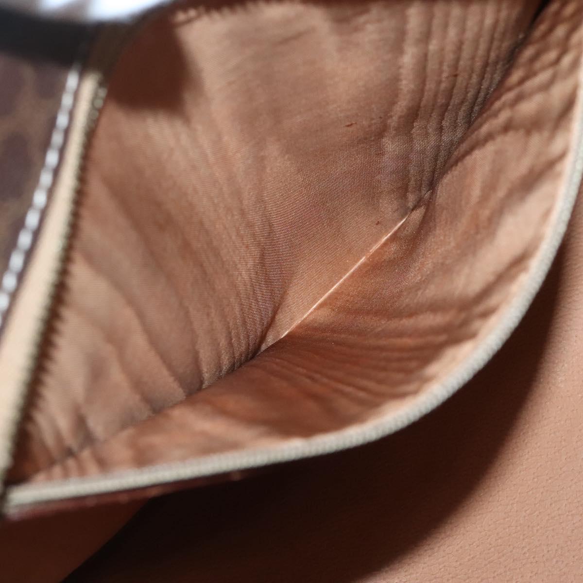CELINE Macadam Canvas Hand Bag PVC Leather Brown Gold Auth 135287