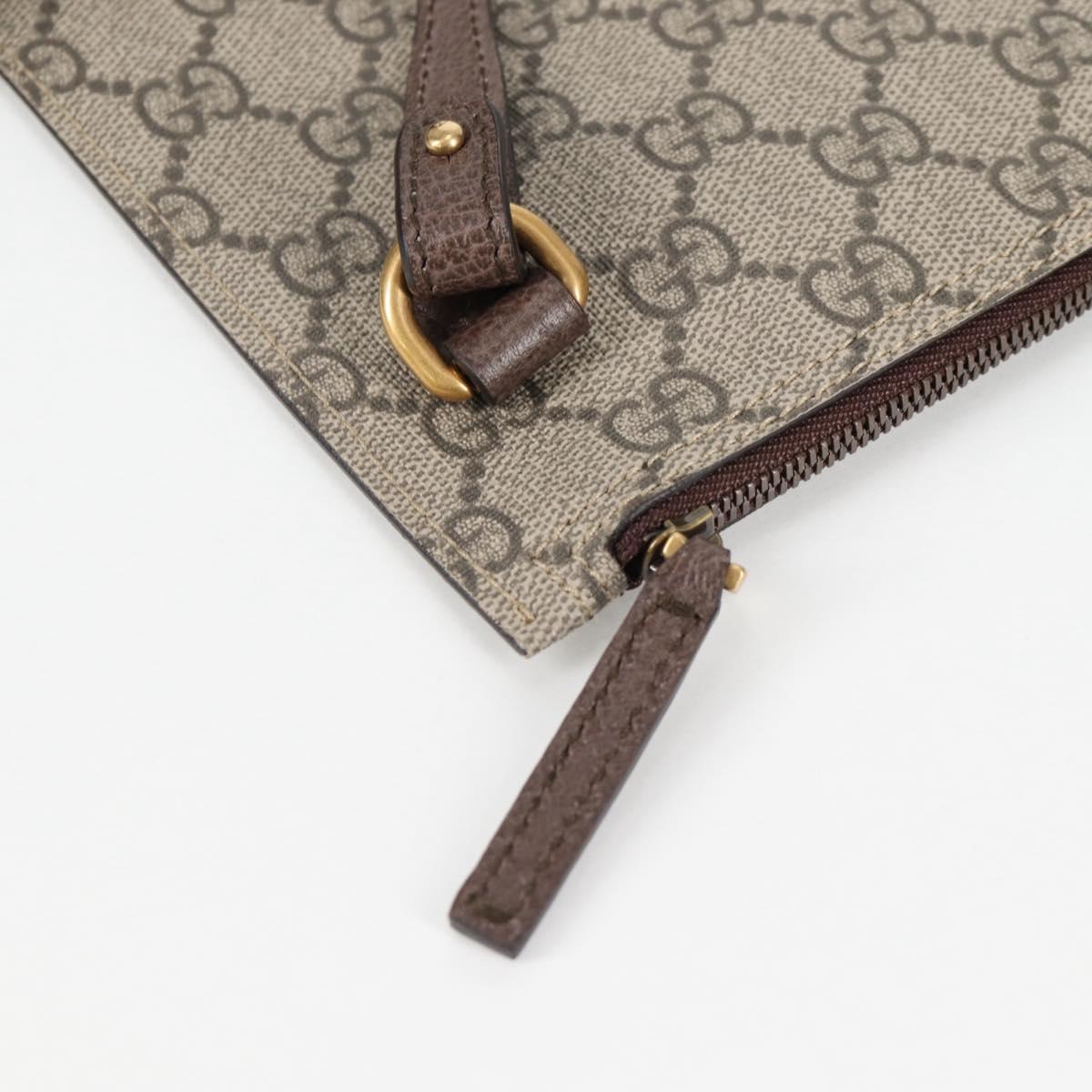 GUCCI GG Supreme Web Sherry Line Tote Bag PVC Beige Gold Red Auth 135289SAM