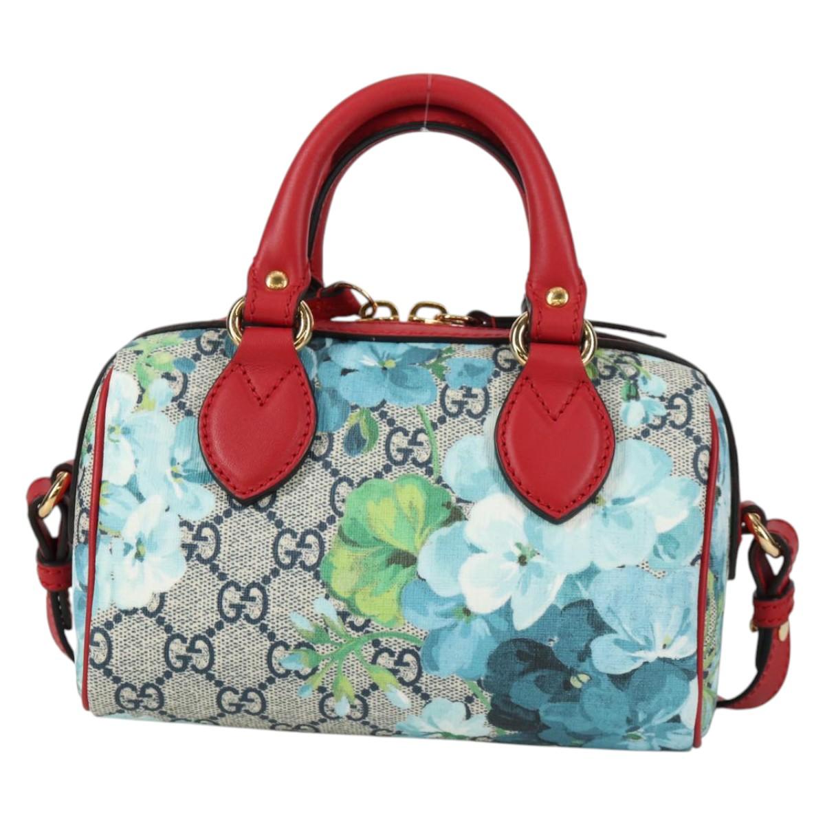 GUCCI GG Blooms Hand Bag PVC 2way Red Navy 546312 Auth 135290M