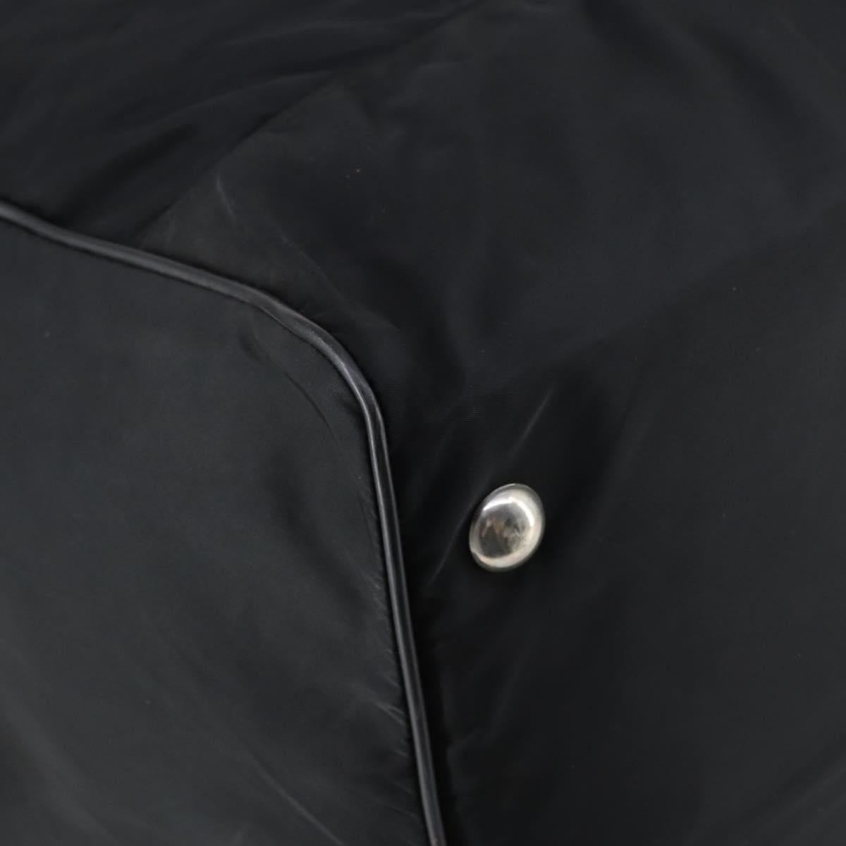 PRADA Boston Bag Nylon Black Silver Auth 135305