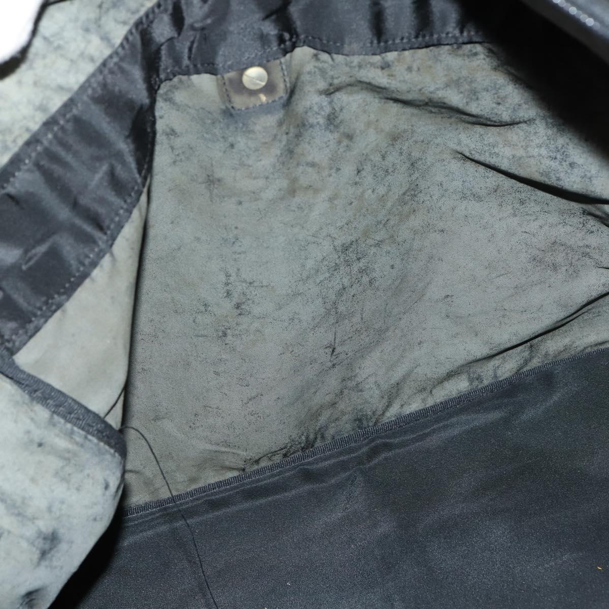 PRADA Boston Bag Nylon Black Silver Auth 135305