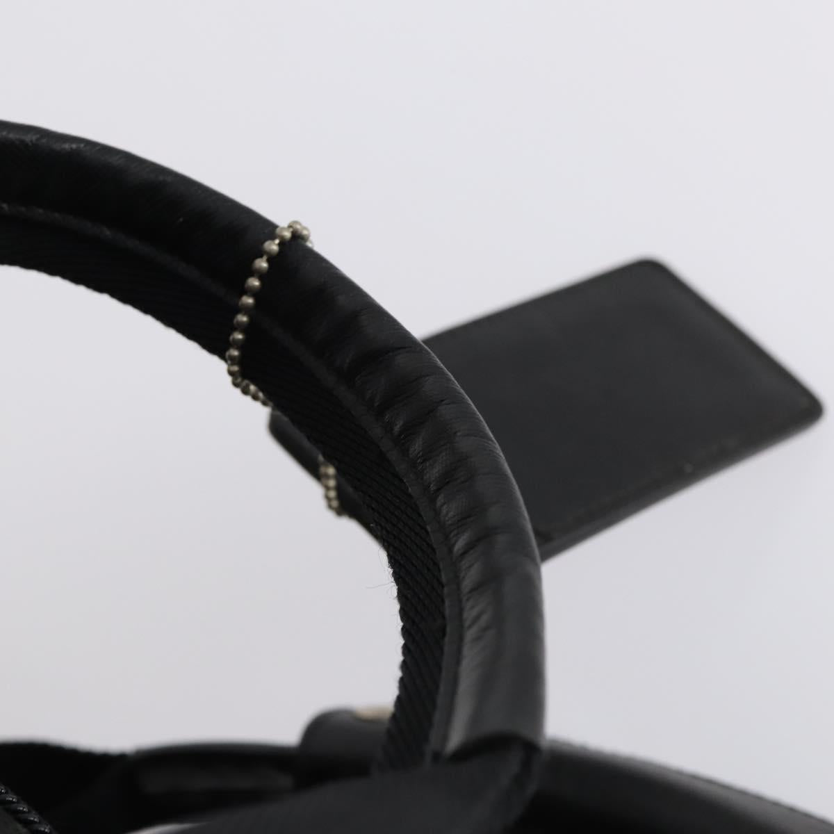 PRADA Boston Bag Nylon Black Silver Auth 135305