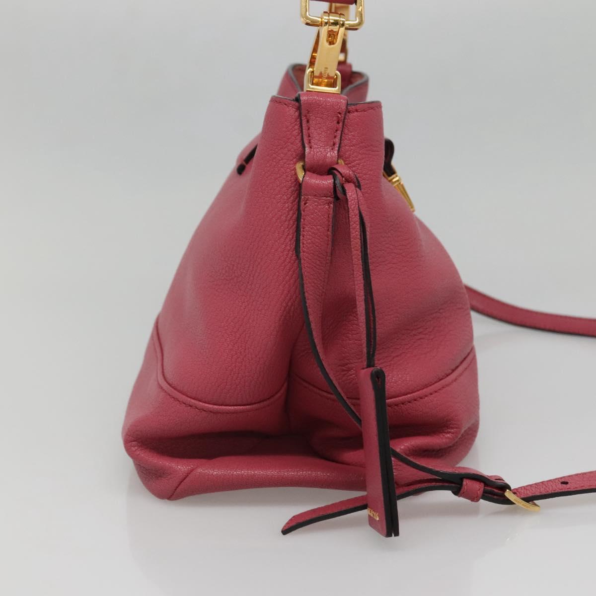 Miu Miu Hand Bag Leather 2way Pink Gold Auth 135306