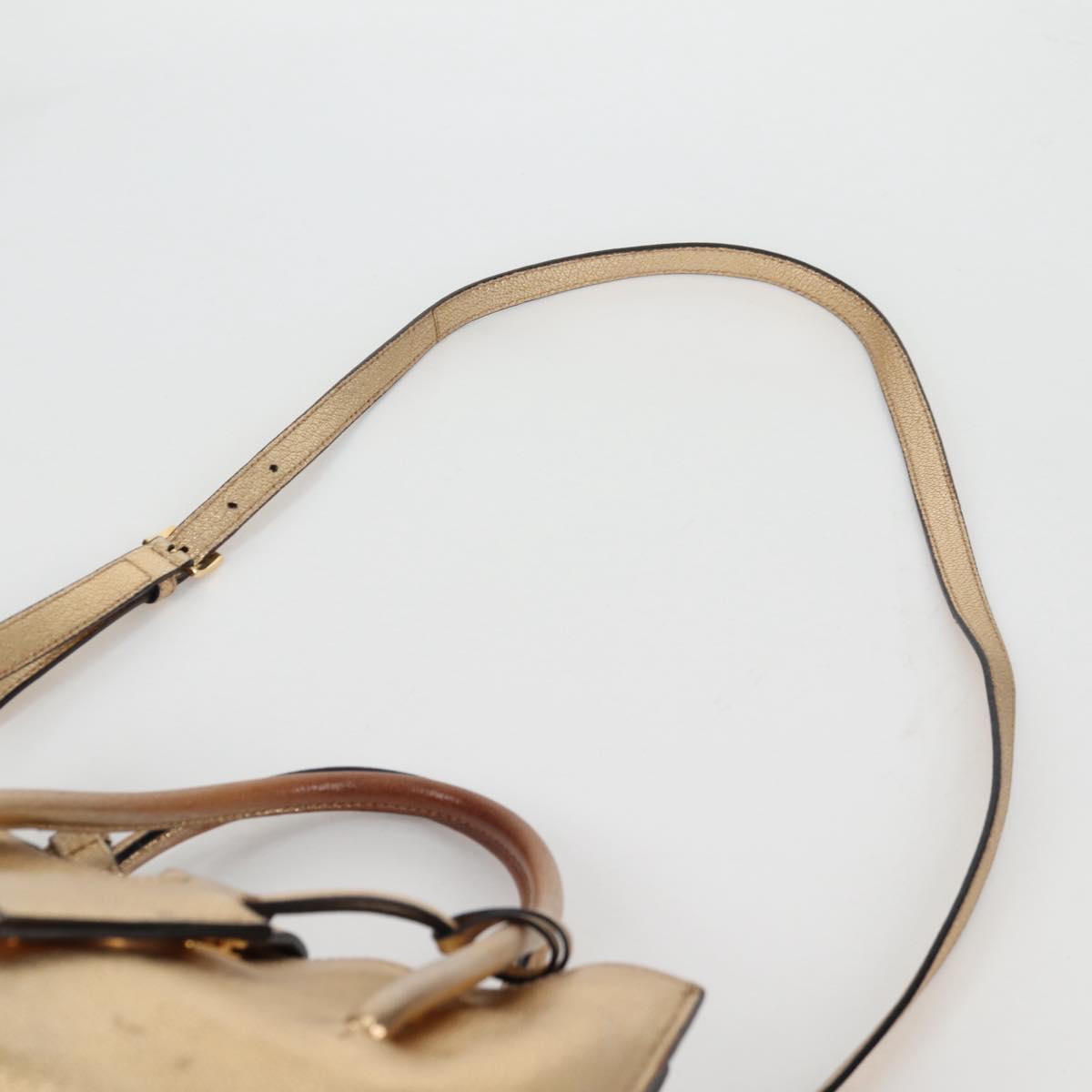 Miu Miu Hand Bag Leather 2way Gold Auth 135307