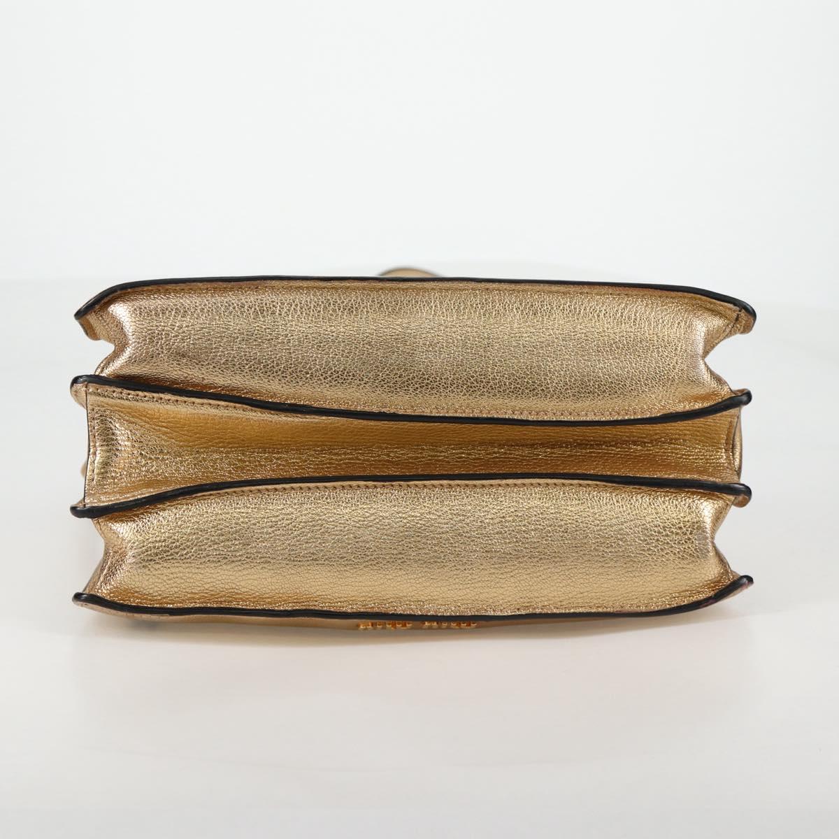 Miu Miu Hand Bag Leather 2way Gold Auth 135307