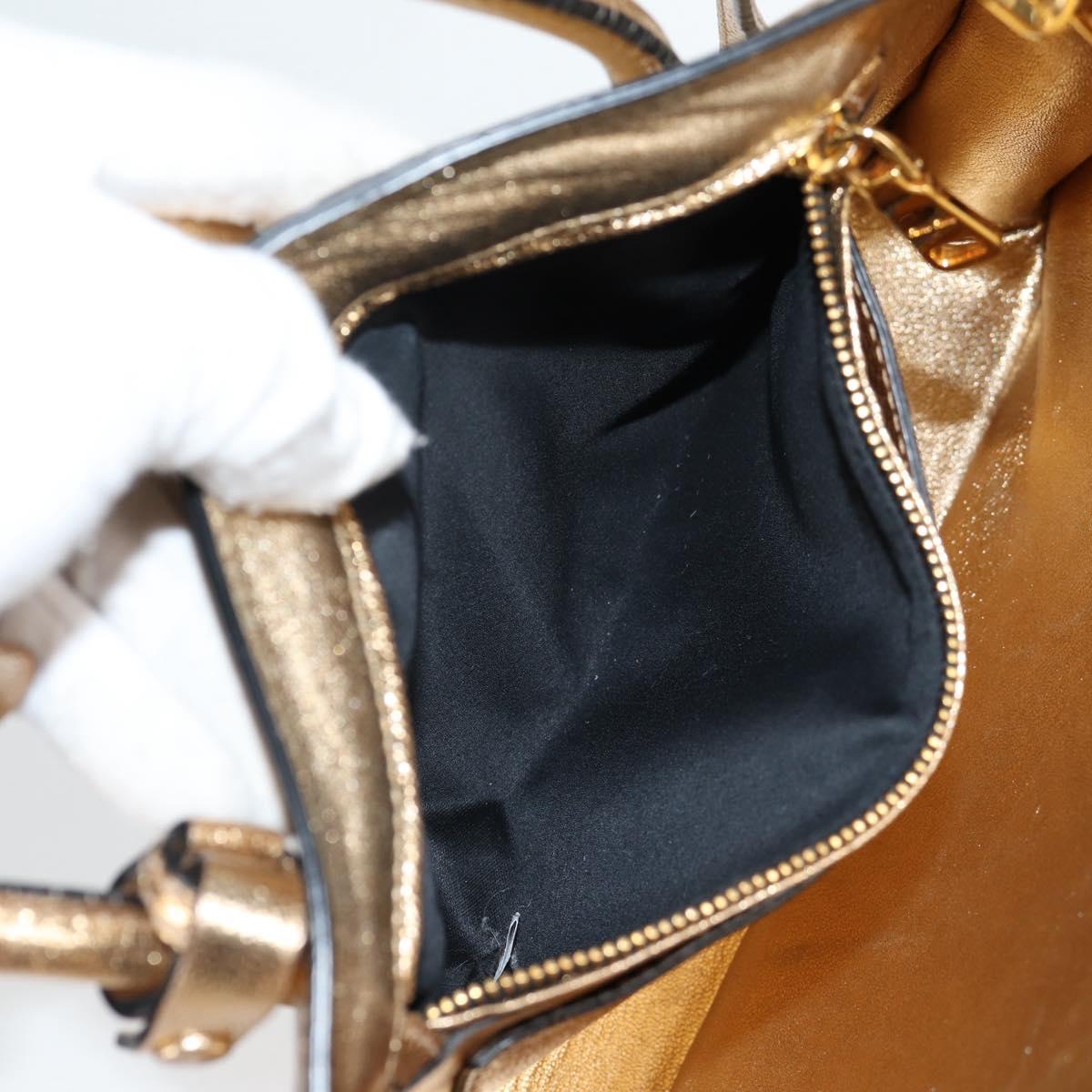 Miu Miu Hand Bag Leather 2way Gold Auth 135307