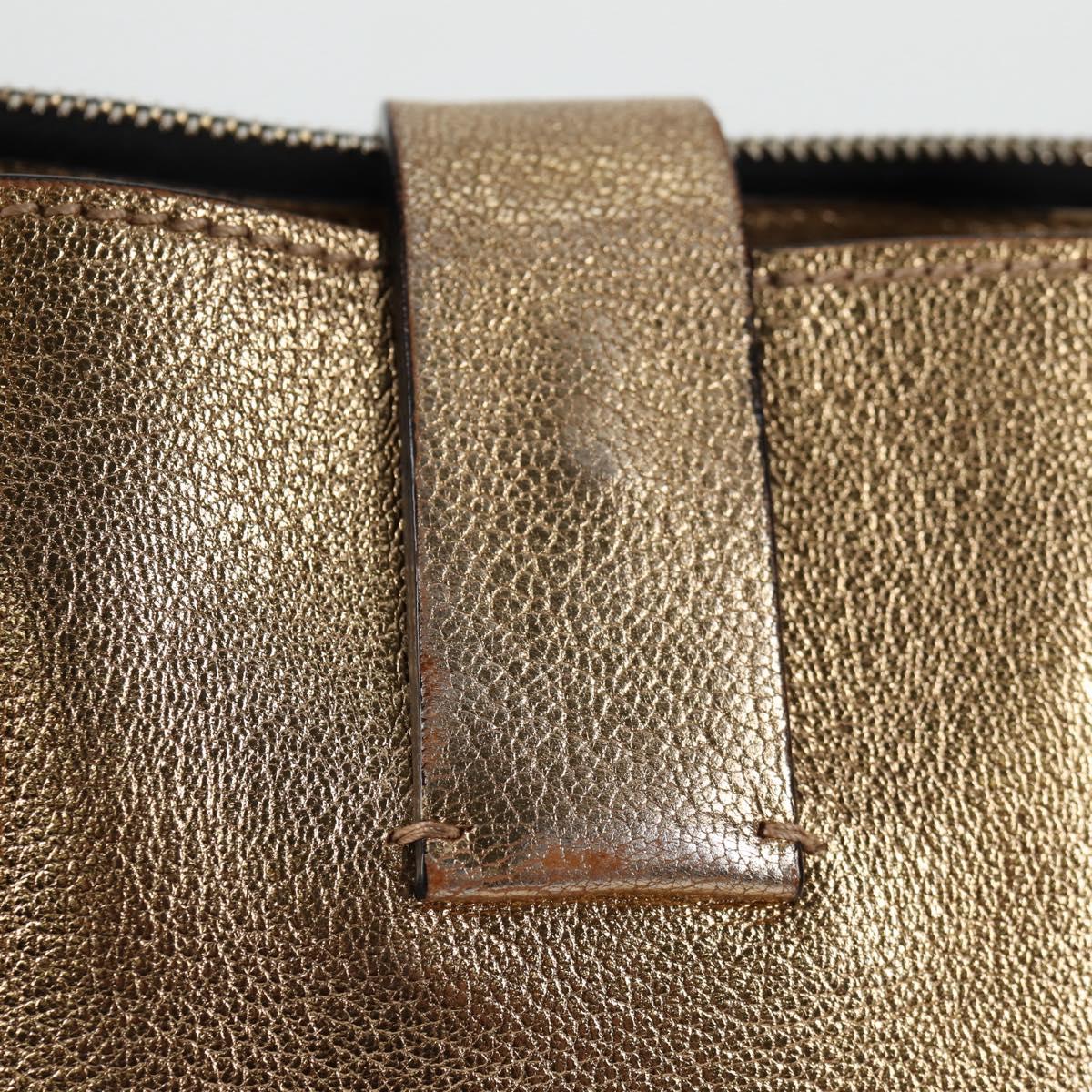 Miu Miu Hand Bag Leather 2way Gold Auth 135307