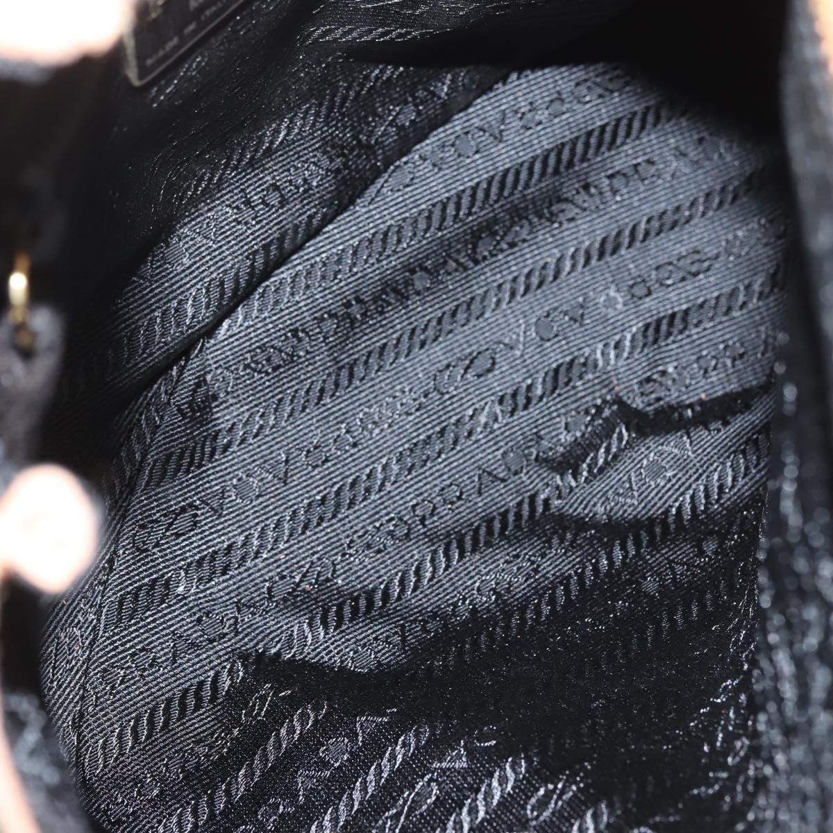 PRADA Chain Shoulder Bag Suede Beige Gold Auth 135314