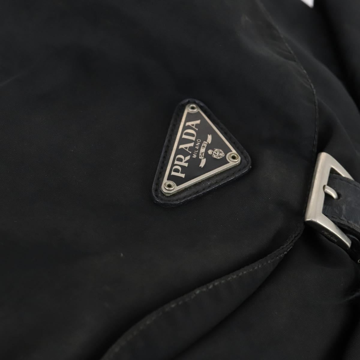 PRADA Backpack Nylon Black Silver Auth 135321